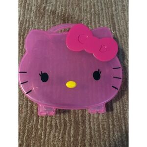 Vintage 2014 Sanrio Hello Kitty Storage Case Pink Translucent Organizer Box Cute